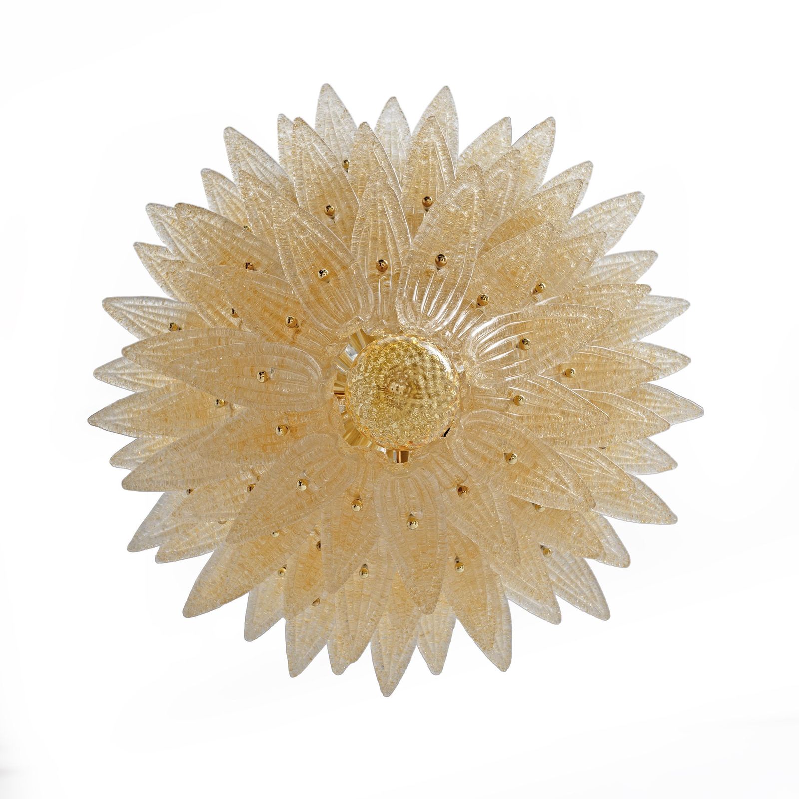 photo furniture Barovier & Toso Style Gold Palmette Murano Glass Pendant Chandelier