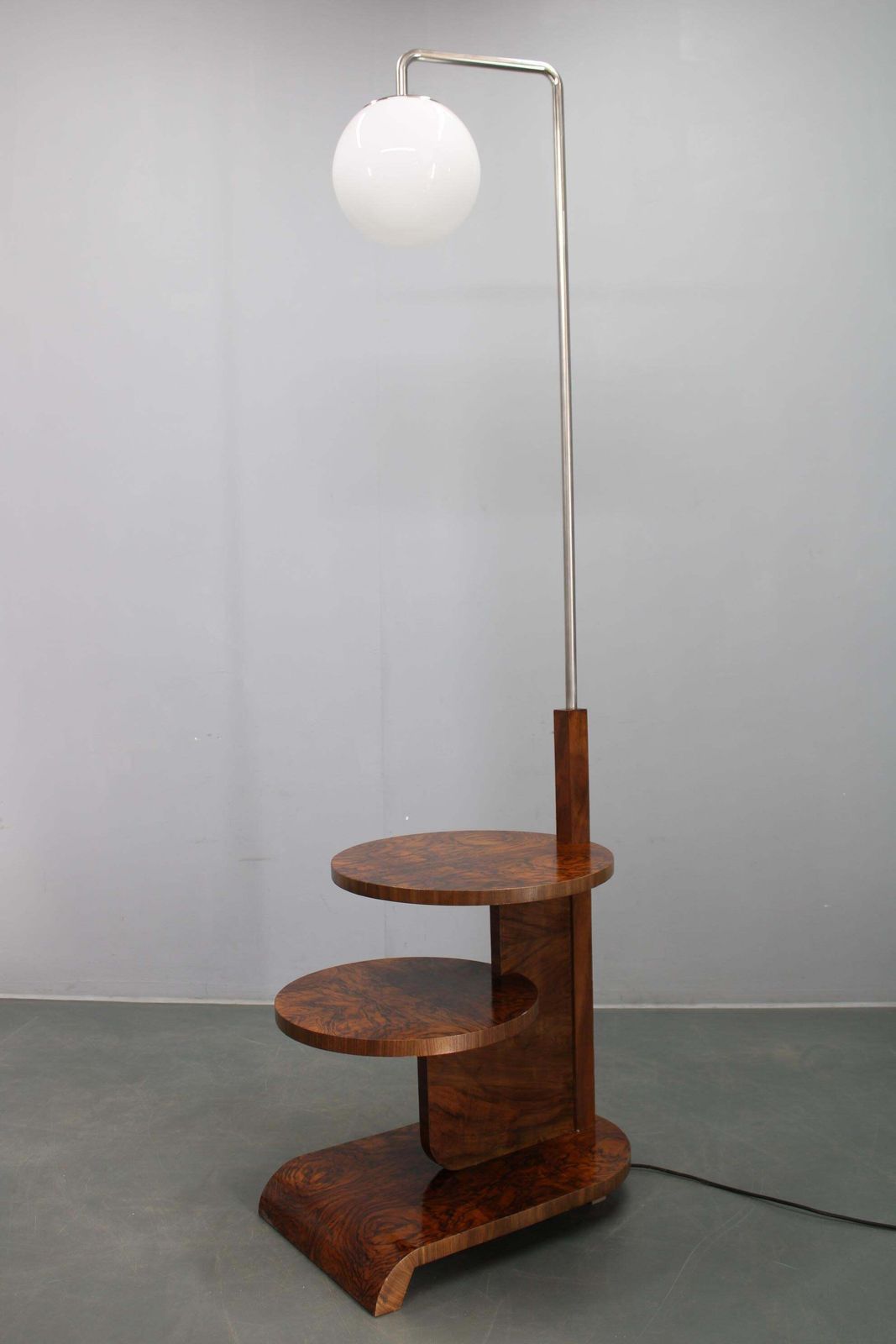 Art Deco Floor Lamp With Shelves, Czechoslovakia, 1930s photo furniture