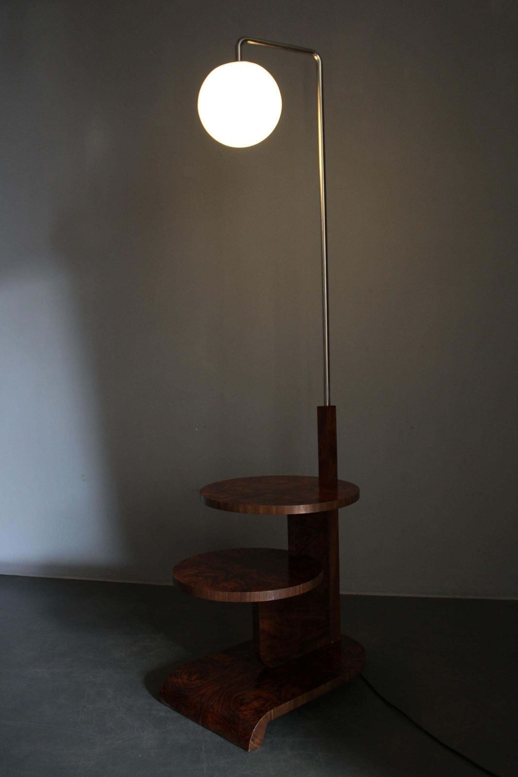 1935.0 Art Deco Floor Lamp With Shelves, Czechoslovakia, 1930s photo