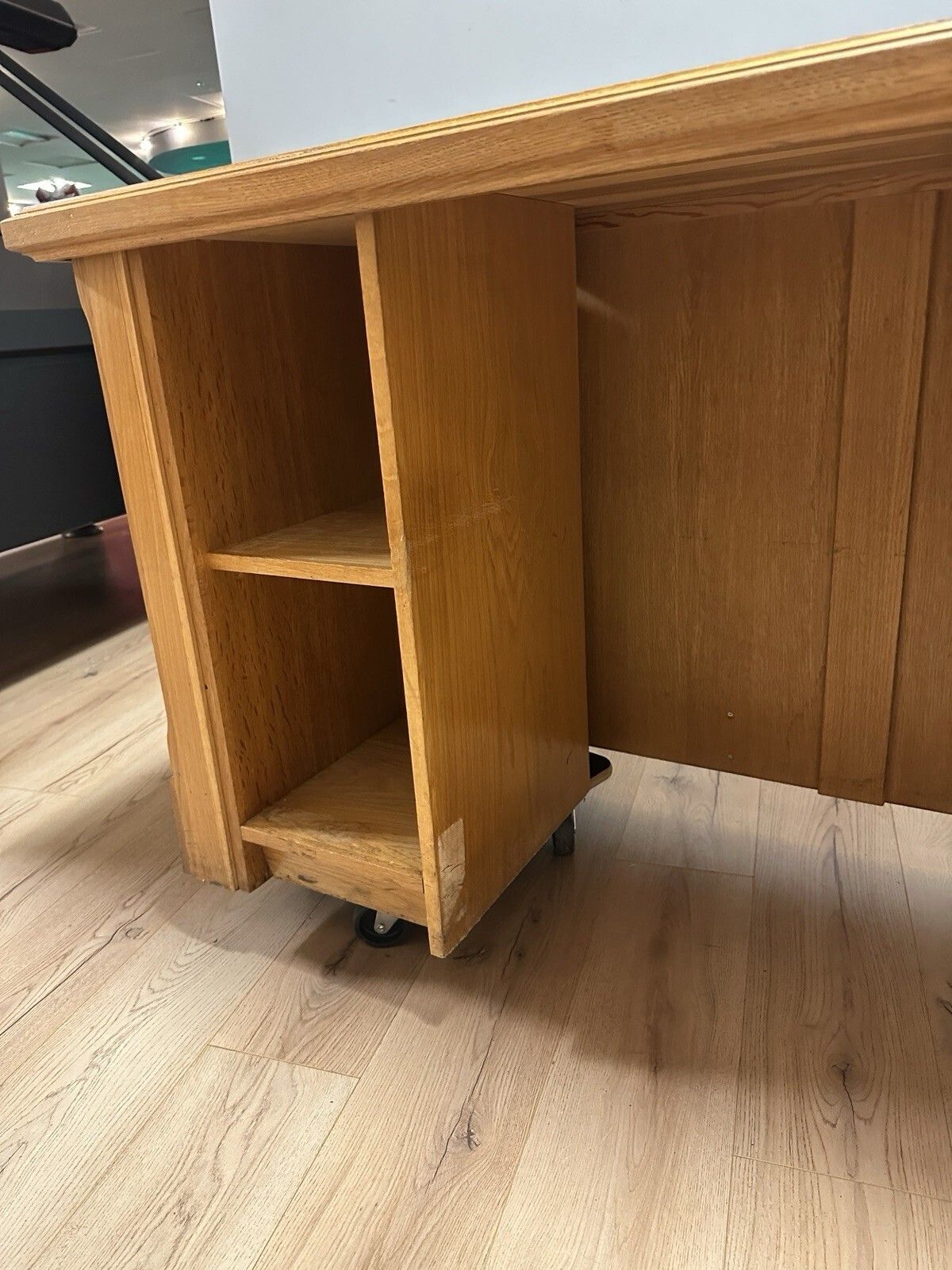 Furniture Impressive Straight Oak Executive Pedestal Captains Bankers Partners Desk #40 photo
