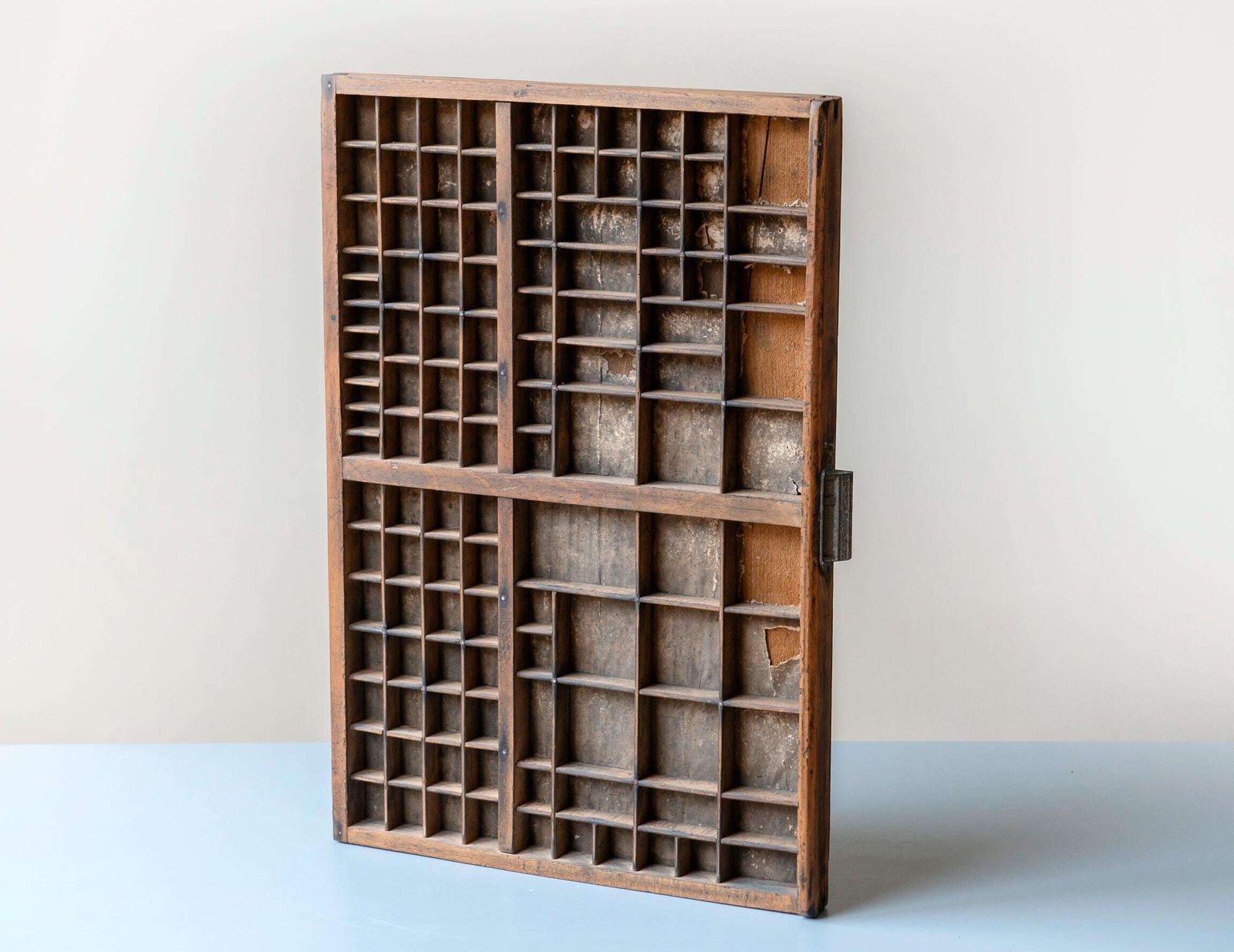 Antique French Letterpress Tray By Deberny & Peignot – Wooden Type Case With Metal Handle