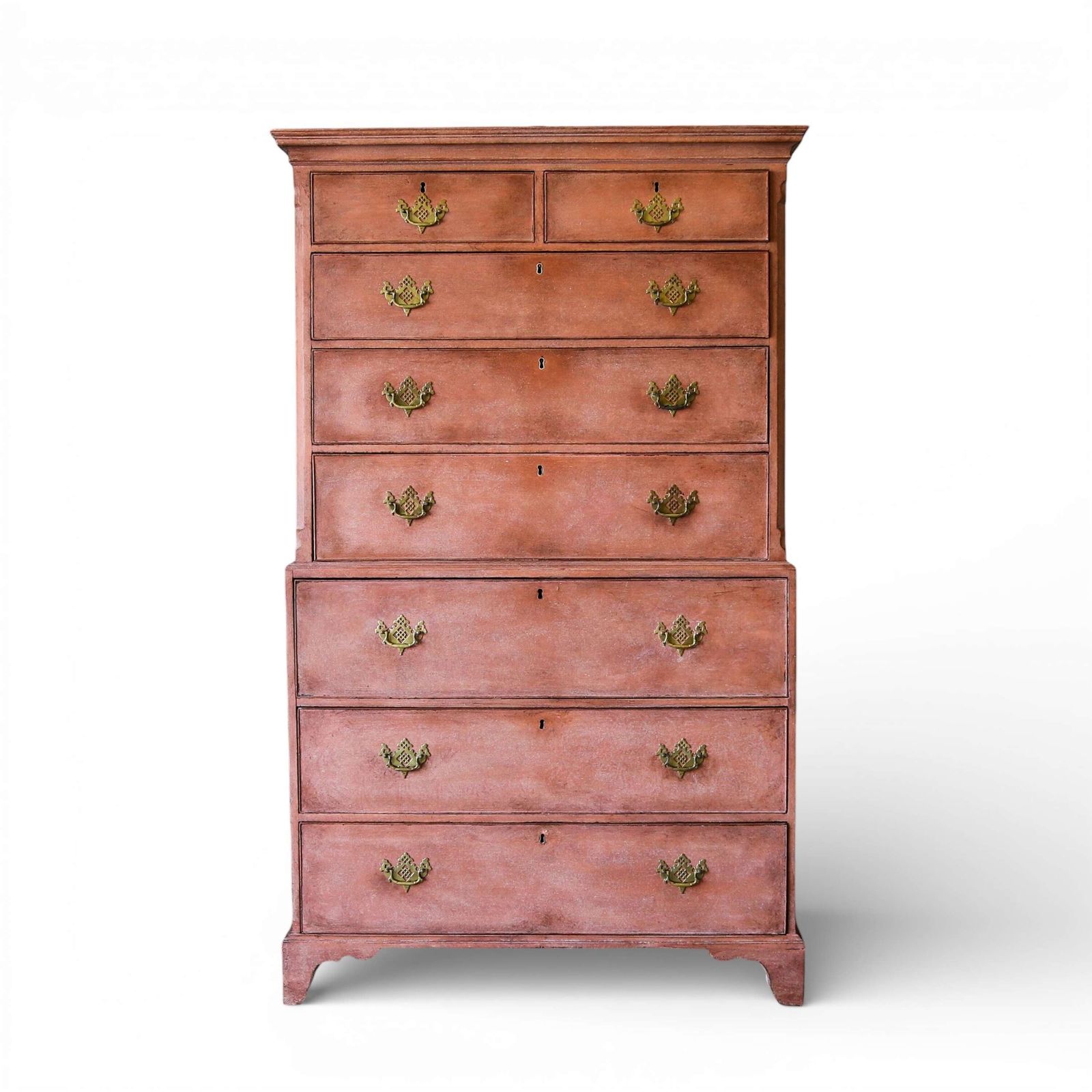 18th Century Georgian Period   George III Painted Mahogany Chest On Chest With Secretaire