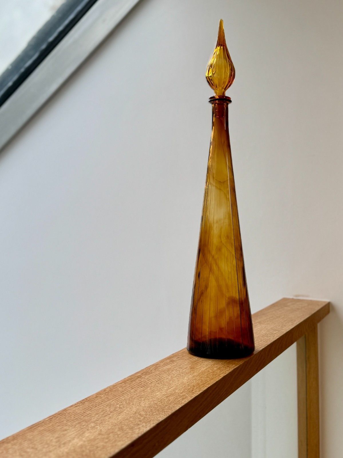 Xl Amber Glass Empoli Genie Bottle With Stopper (Slightly Damaged) 67cm A/F photo furniture