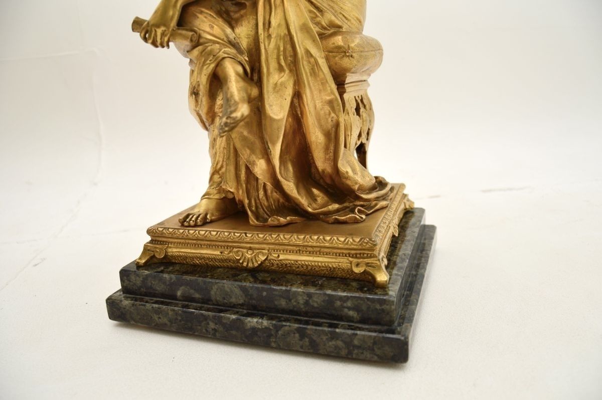 Pair Of Antique Victorian Gilt Bronze Table Lamps photo vintage