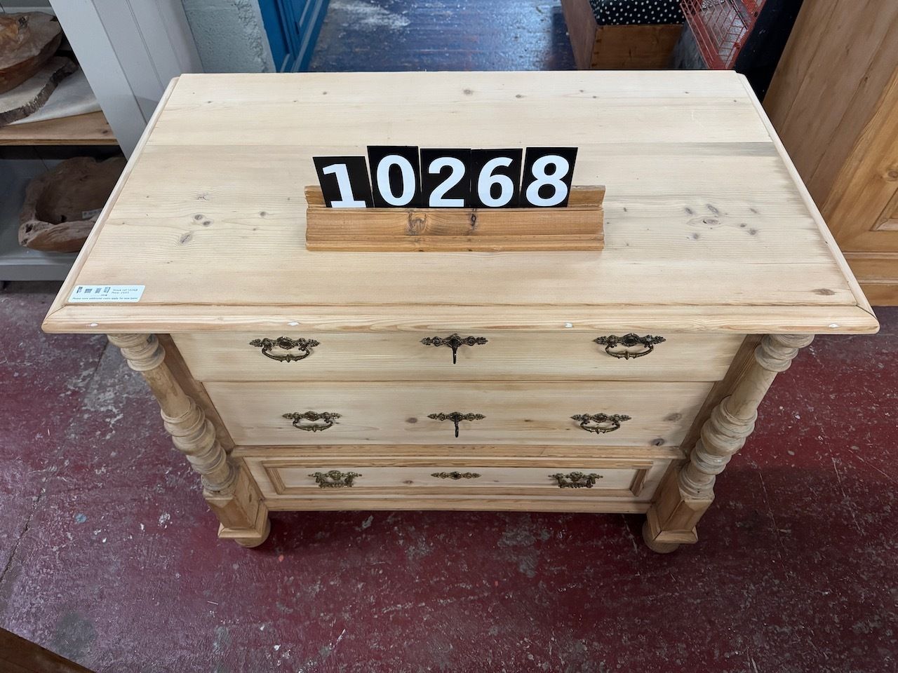 Beautiful Antique Pine 3 Drawer Decorative Pillared Chest Of Drawers photo for sale