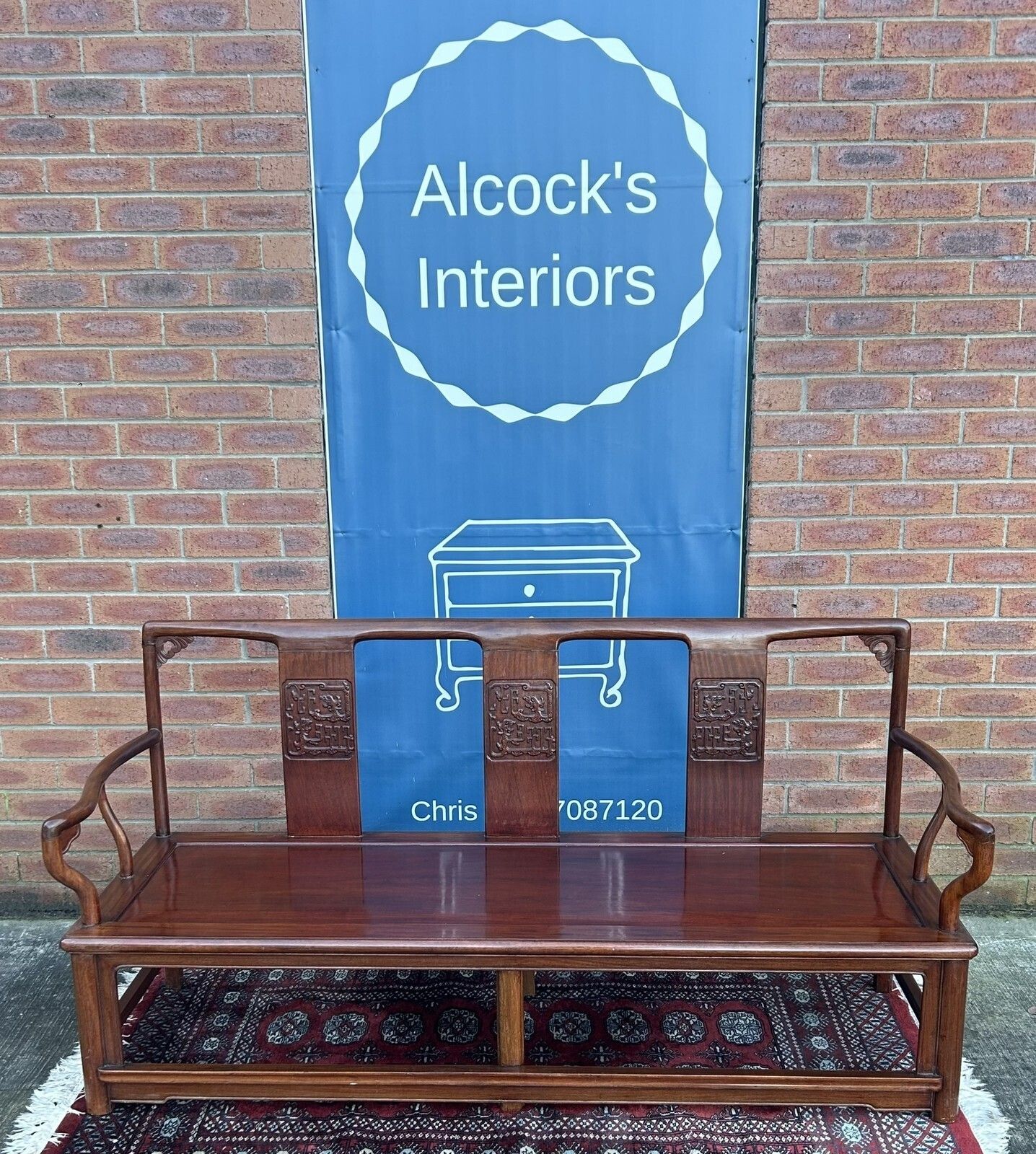Quality Ming Style Chinese Oriental Rosewood Settle Seat Daybed Bench