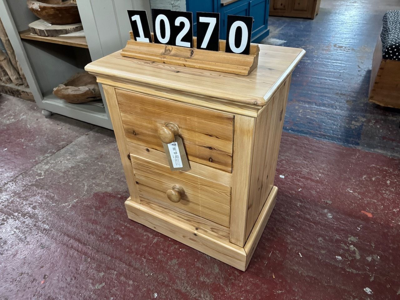 2 Drawer Small Antique Pine Chest Of Drawers/Bedside Cupboard photo furniture