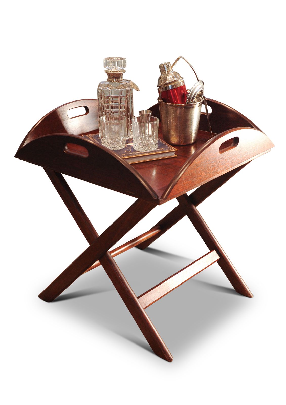 English Military Campaign Square Butlers Tray With Folding Stand