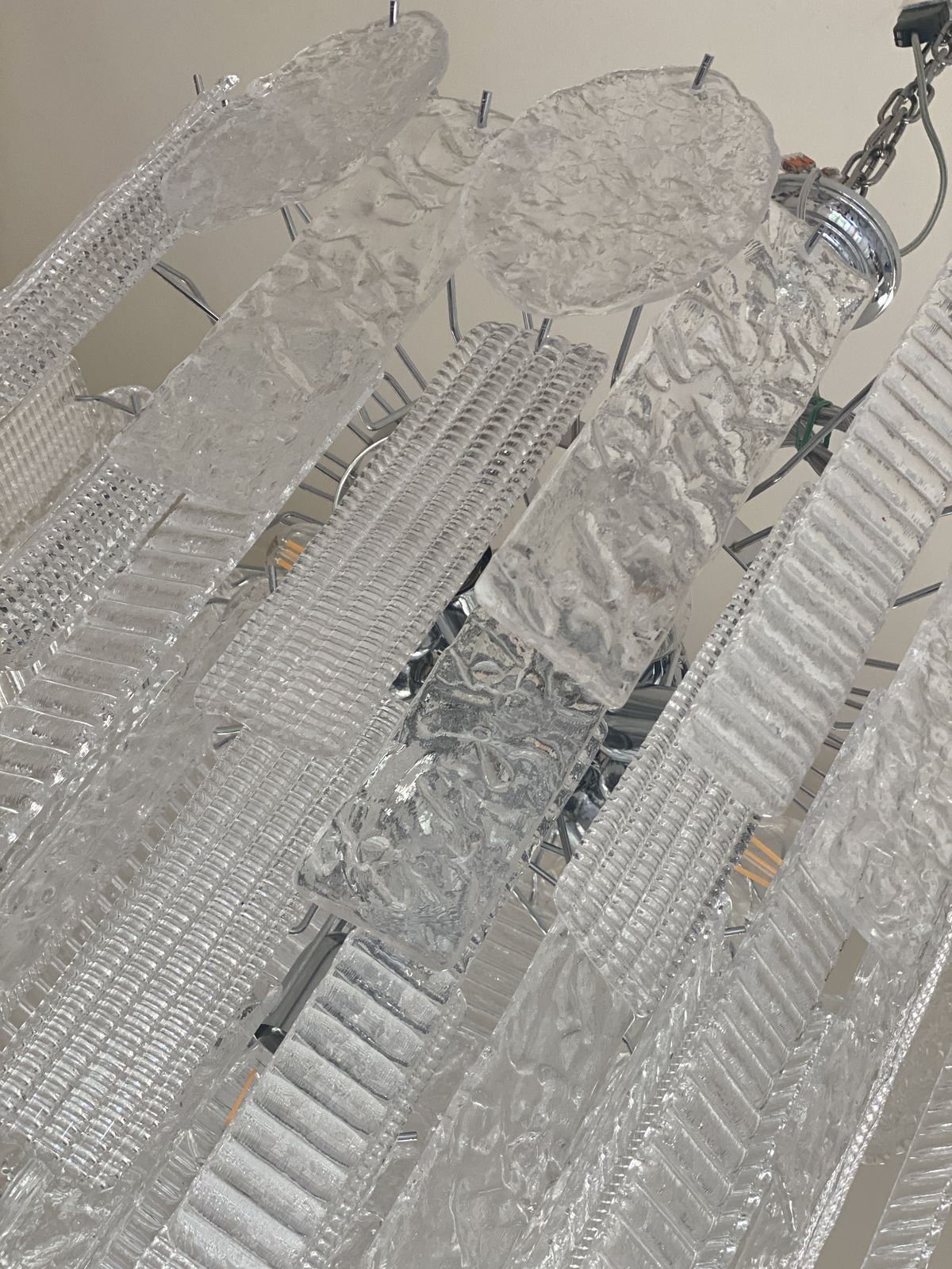 Art Deco Murano Glass Style Chandelier Clear Italian Sputnik Art By Simoeng photo for sale