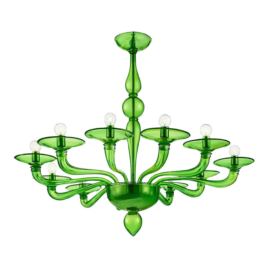 Contemporary Italian Green Murano Style Glass Chandelier