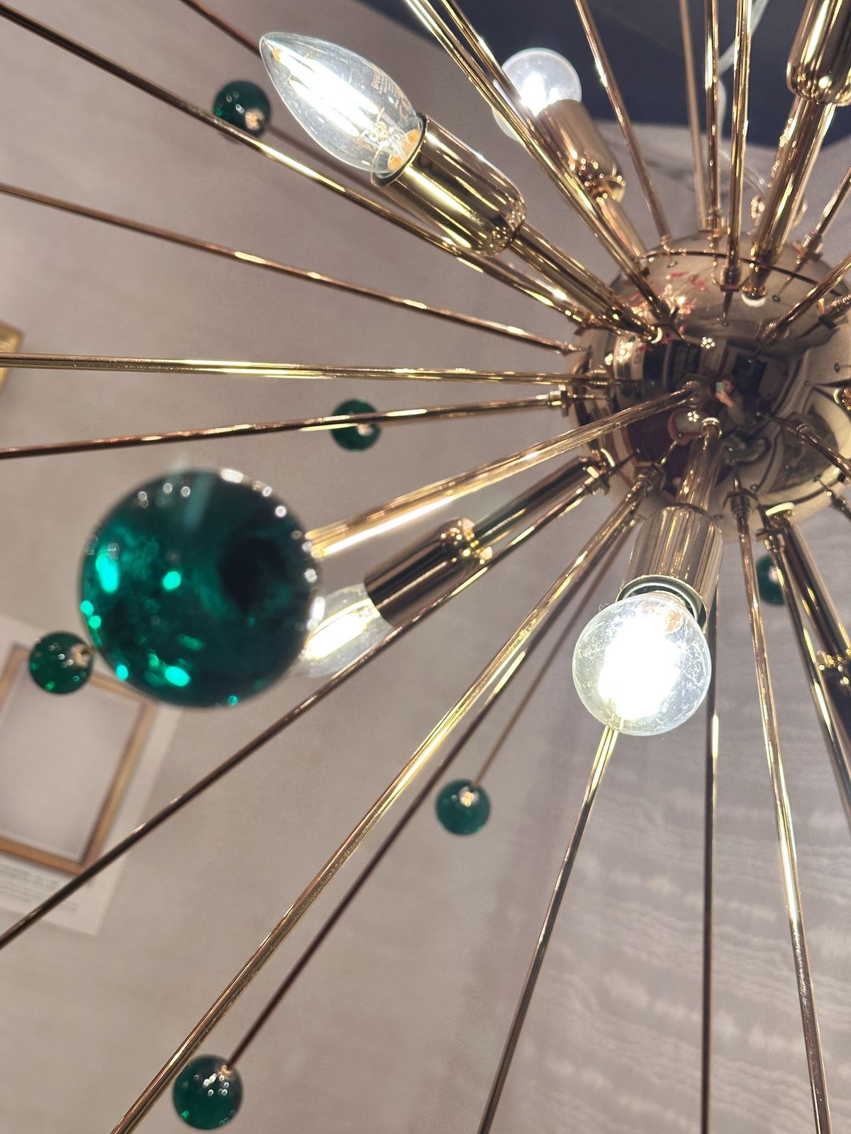 Contemporary Green “Star” Murano Glass Sputnik Chandelier photo for sale