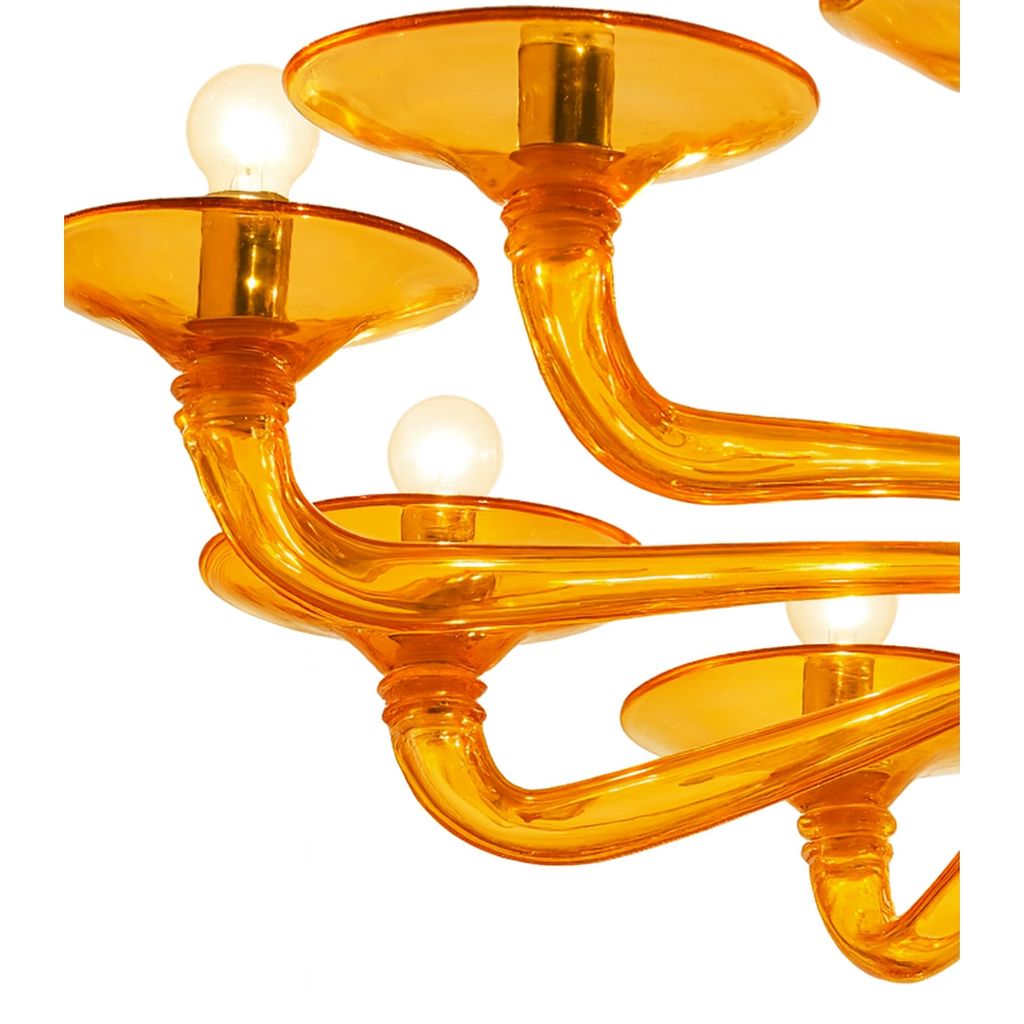 Italian Contemporary Amber Murano Style Glass Chandelier photo 9023.0