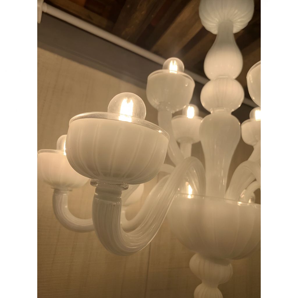 Italina Monumental Contemporary 18 Arms In White Murano Style Glass Chandelier photo furniture