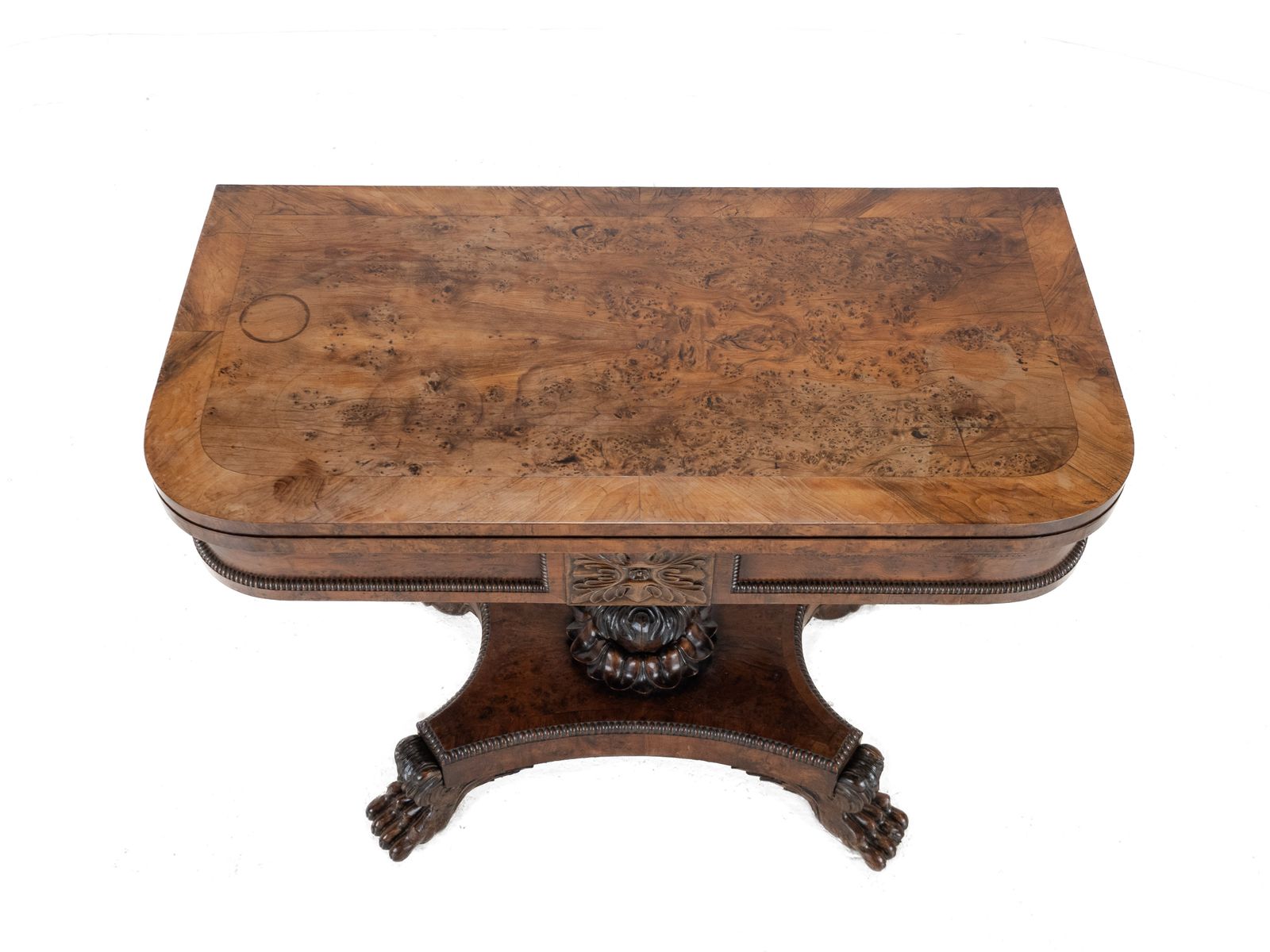William IV Burr Yew Wood Card Table, C.1830 photo for sale