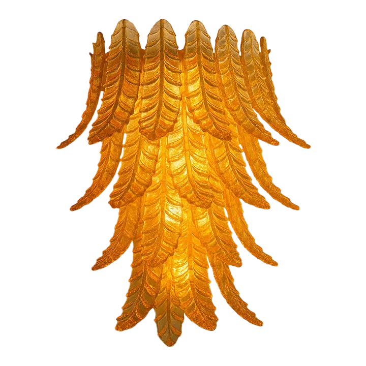 Italian Contemporary Italian Amber “Felci” Murano Glass Wall Light