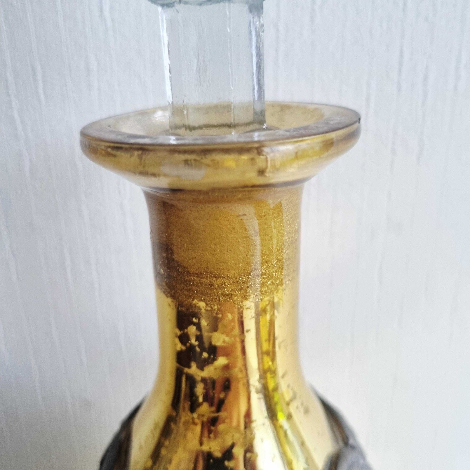 Pair Of Large Vintage Gold Crackle Glass Wine/Spirit Decanters photo 70.0