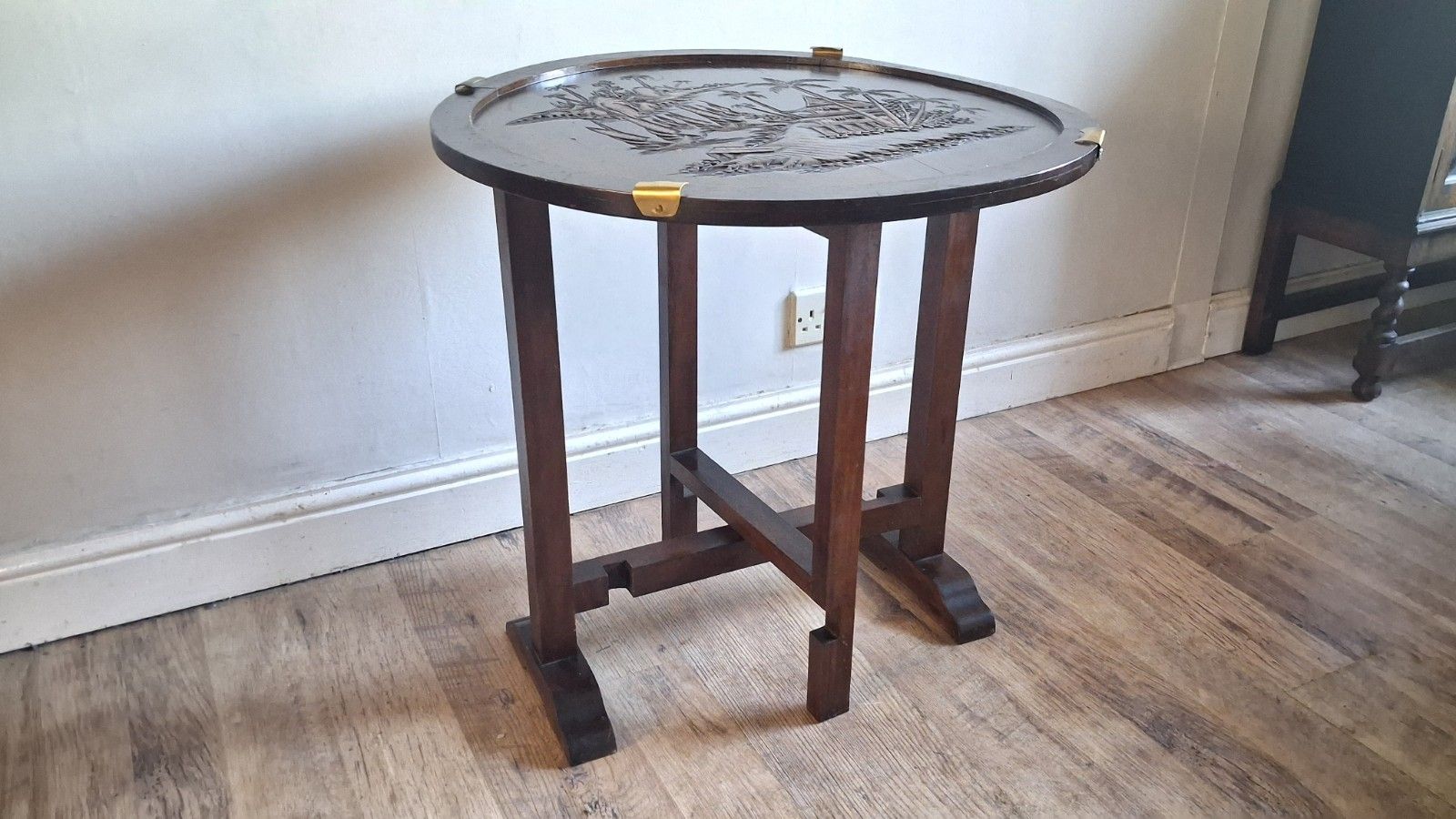 photo furniture Superb Antique Oriental Chinoiserie Chinese Folding Drinks/Lamp/Side Table