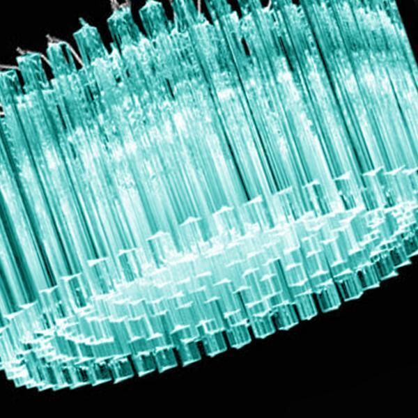 Mid Century Modern Italian Light Blue Triedro "Concava" Chandelier photo for sale