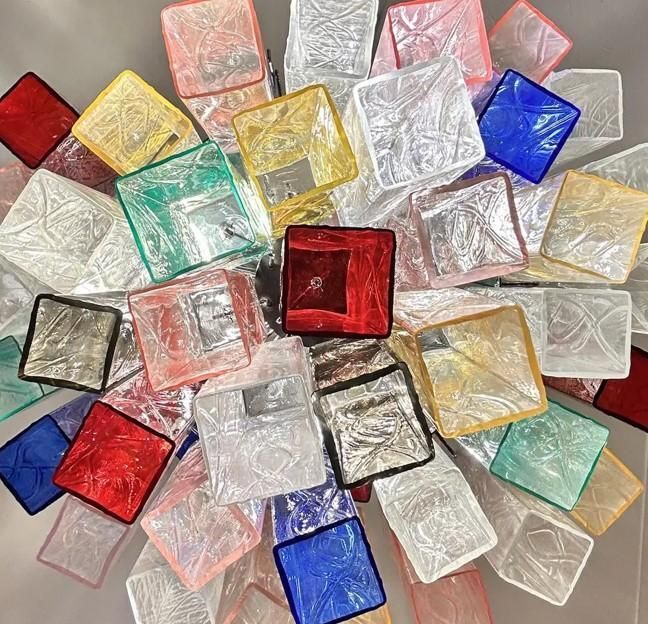 Monumental Contemporary Multicolor “Square Bark” Murano Glass Italian Chandelier photo for sale