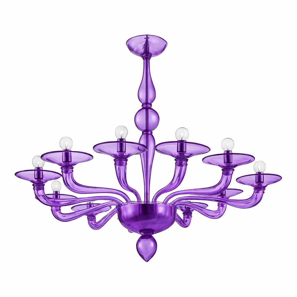 Italian Contemporary Violet Murano Style Glass Chandelier photo vinterior