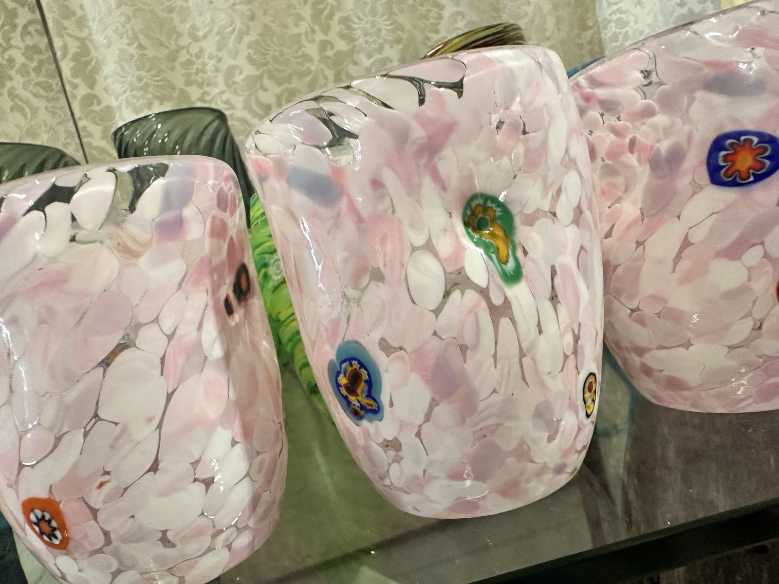 Contemporary Modern Pink Spot With Murrine Murano Glasses  Set Of 6 photo furniture