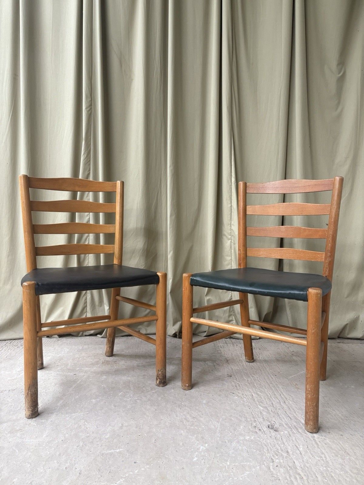 Vtg Early Mid Century Set 2 Kaare Klint Dining Side Church Chairs Danish R985 photo furniture