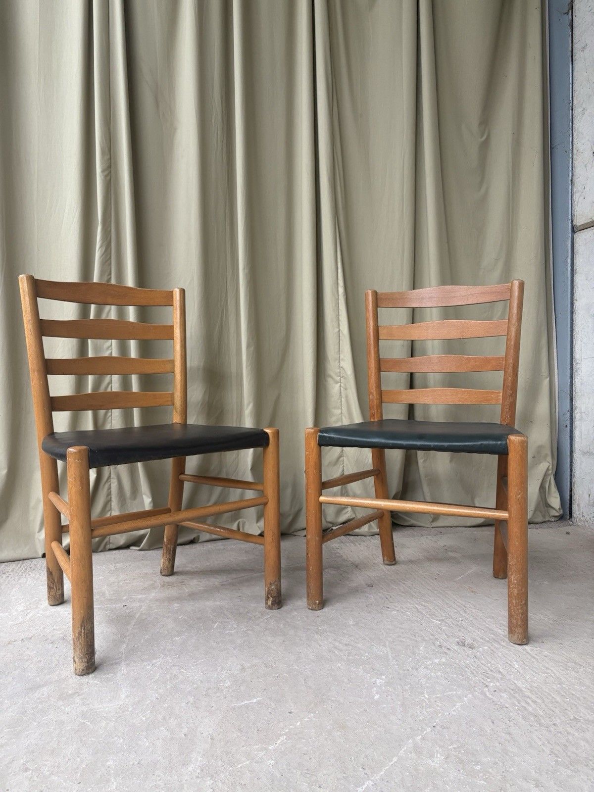 Vtg Early Mid Century Set 2 Kaare Klint Dining Side Church Chairs Danish R985 photo for sale