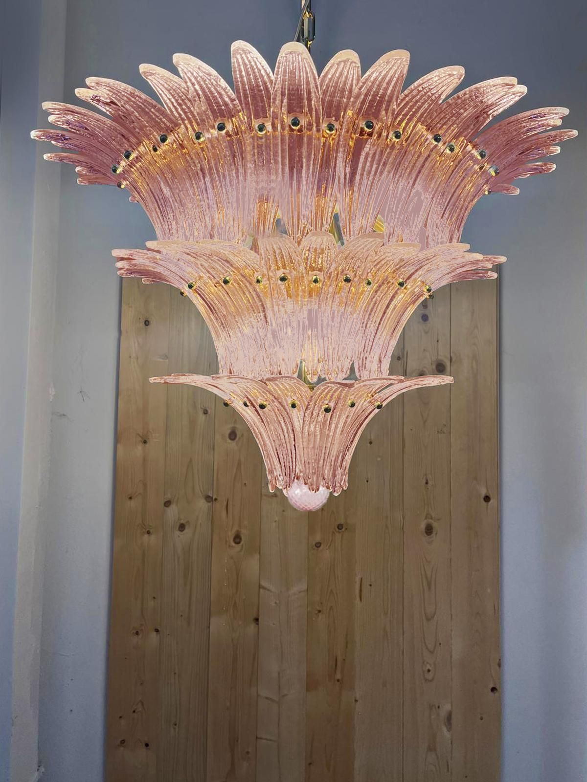 Mid Century Modern Pink “Palmette” Murano Glass Chandelier photo furniture