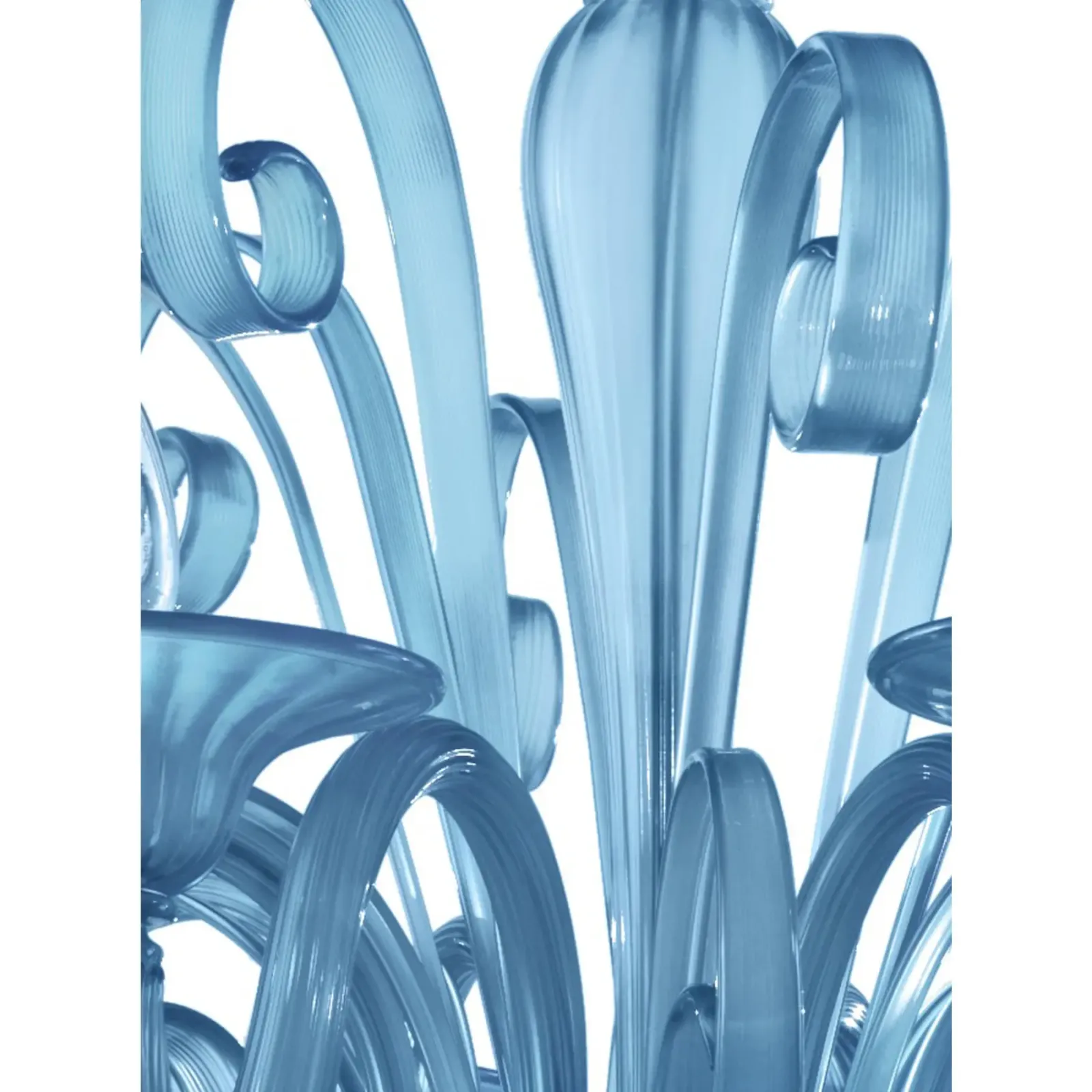 Contemporary Venetian Blue Satin Murano Glass Chandelier 8 Arms photo vinterior