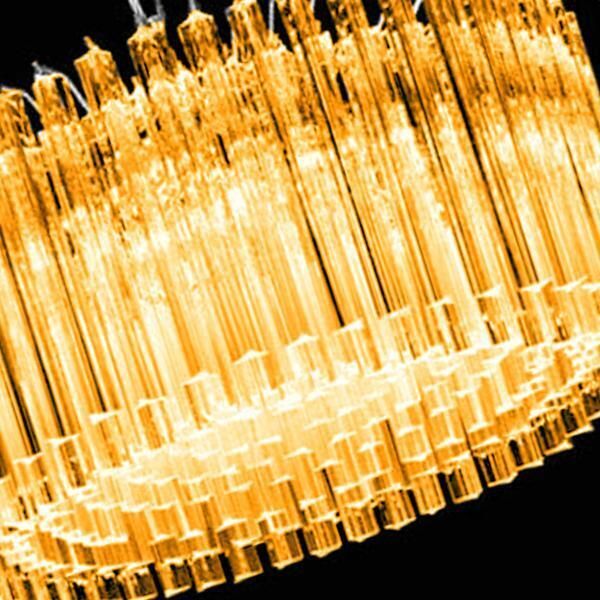 Mid Century Modern Italian Amber Triedro "Concava" Chandelier photo for sale