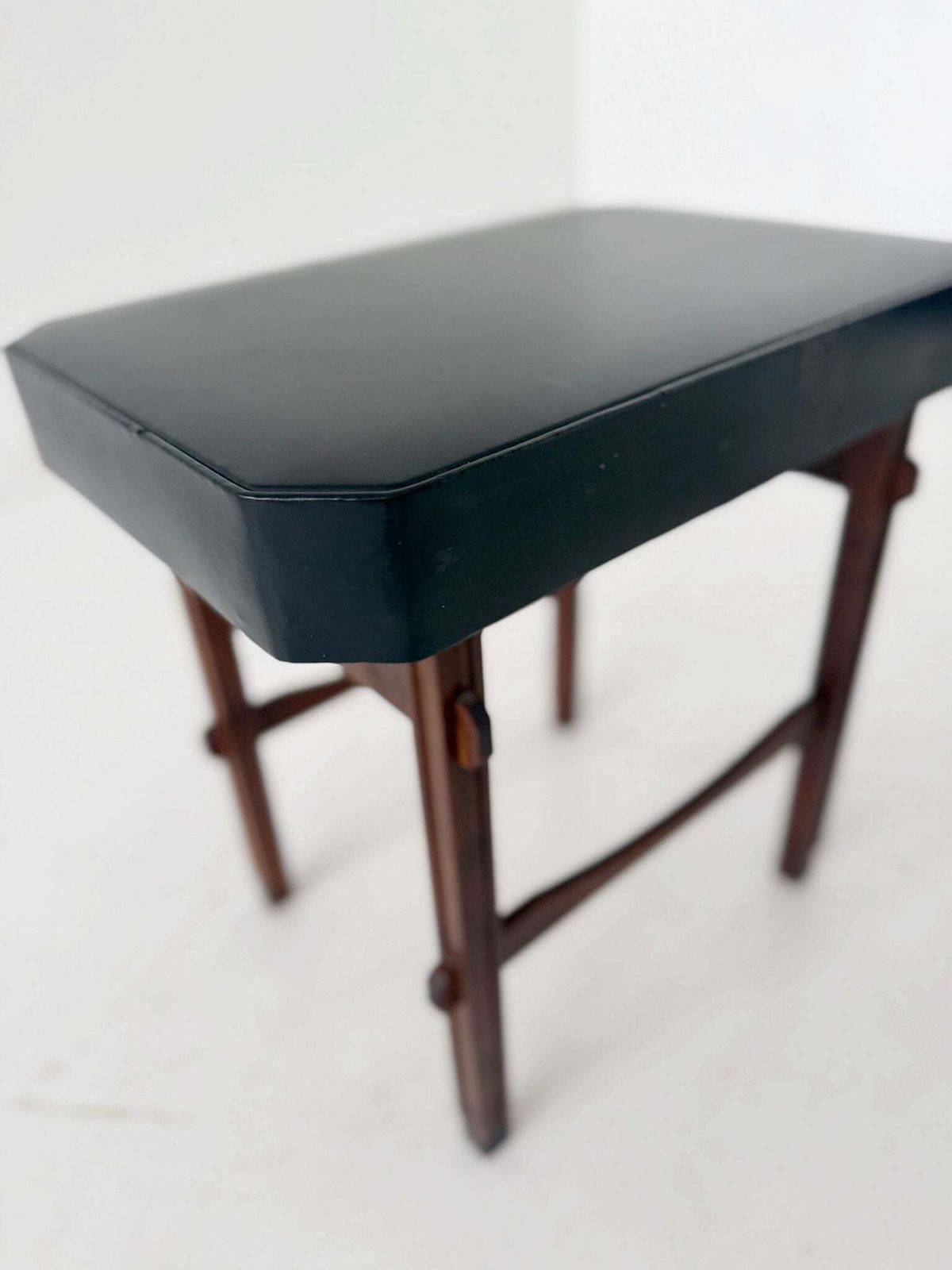 Pair Of Stools/Seats In Wood And Black Vinyl, 1950s–1960s photo Furniture
