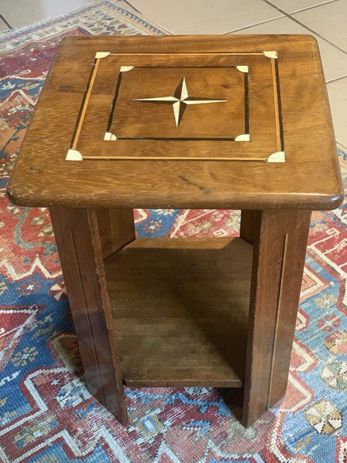 A Small Arts And Crafts Inlaid Lamp Table With Middle Eastern Influence. photo vinterior