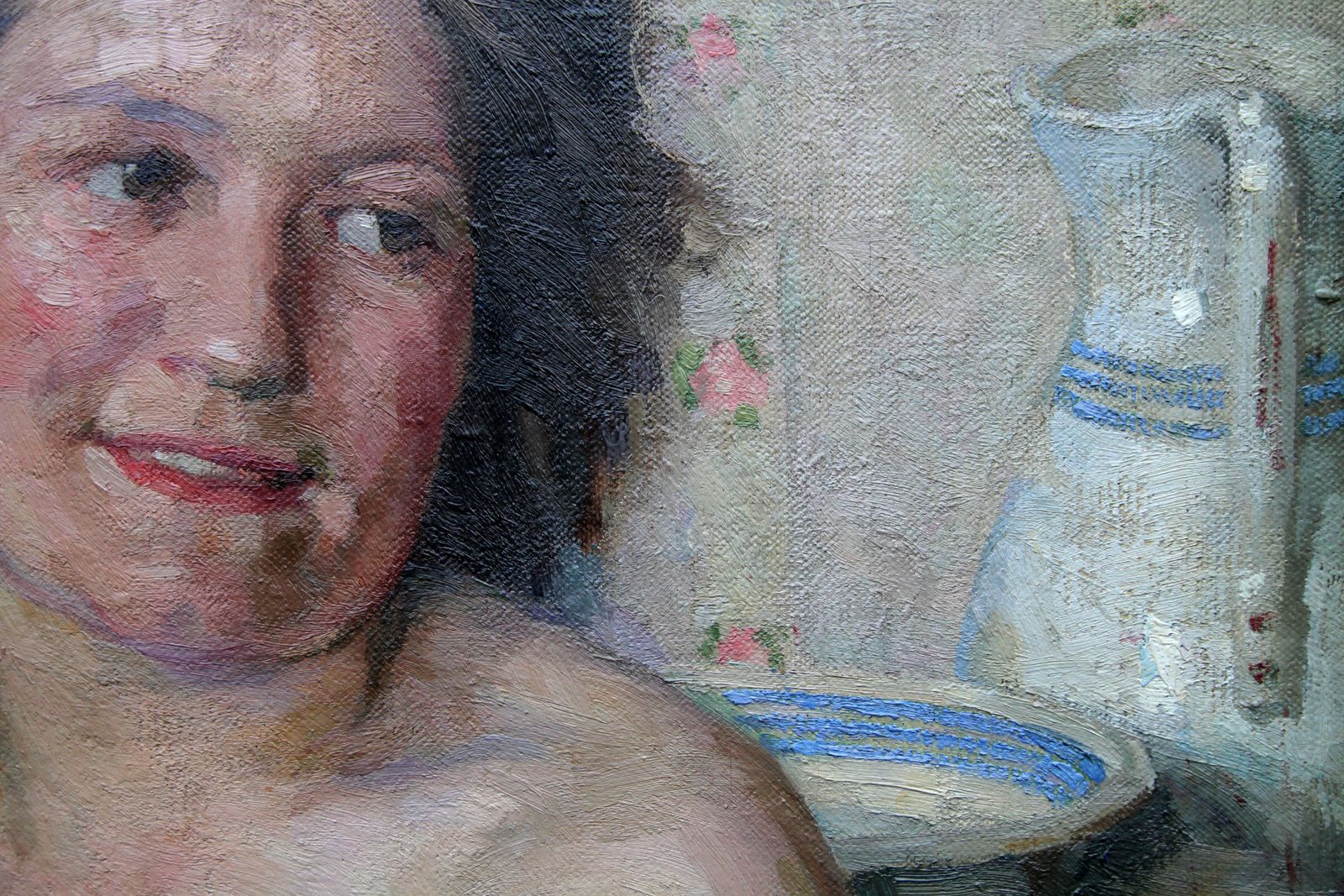 David Foggieportrait Of Woman Bathing Scottish 20's Impressionist Nude Interior Oil Painting1924 photo 7141.0