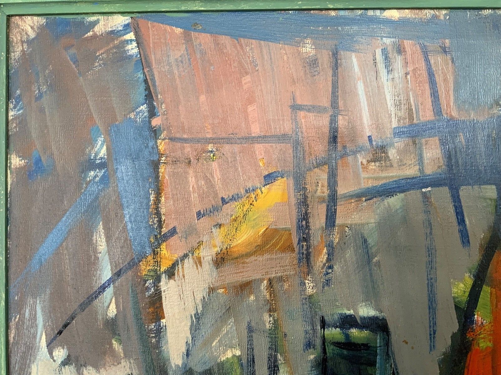 Vintage Modernists Oil Painting Still Life With Red Bottle, Signed Falck, 1960s photo vintage
