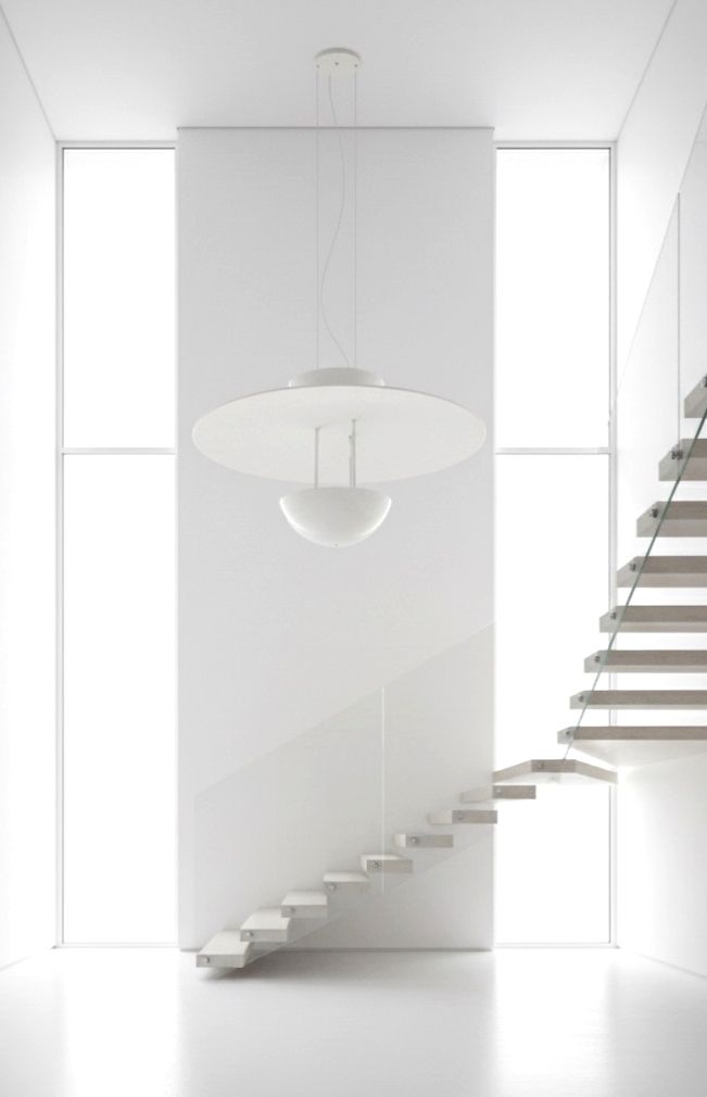 Used White Aluminium Pendant Lamp Fata Morgana Hans Arne Jakobsson Sweden 80s