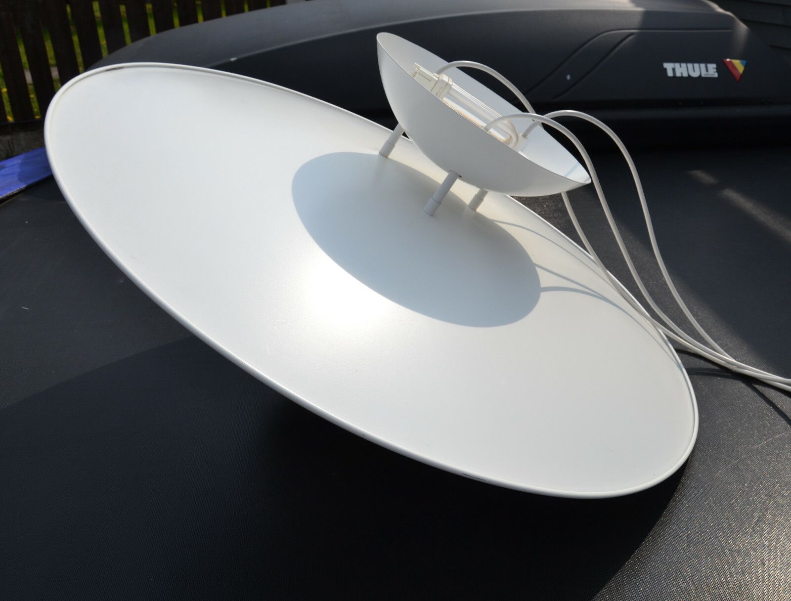 Used White Aluminium Pendant Lamp Fata Morgana Hans Arne Jakobsson Sweden 80s photo Lighting