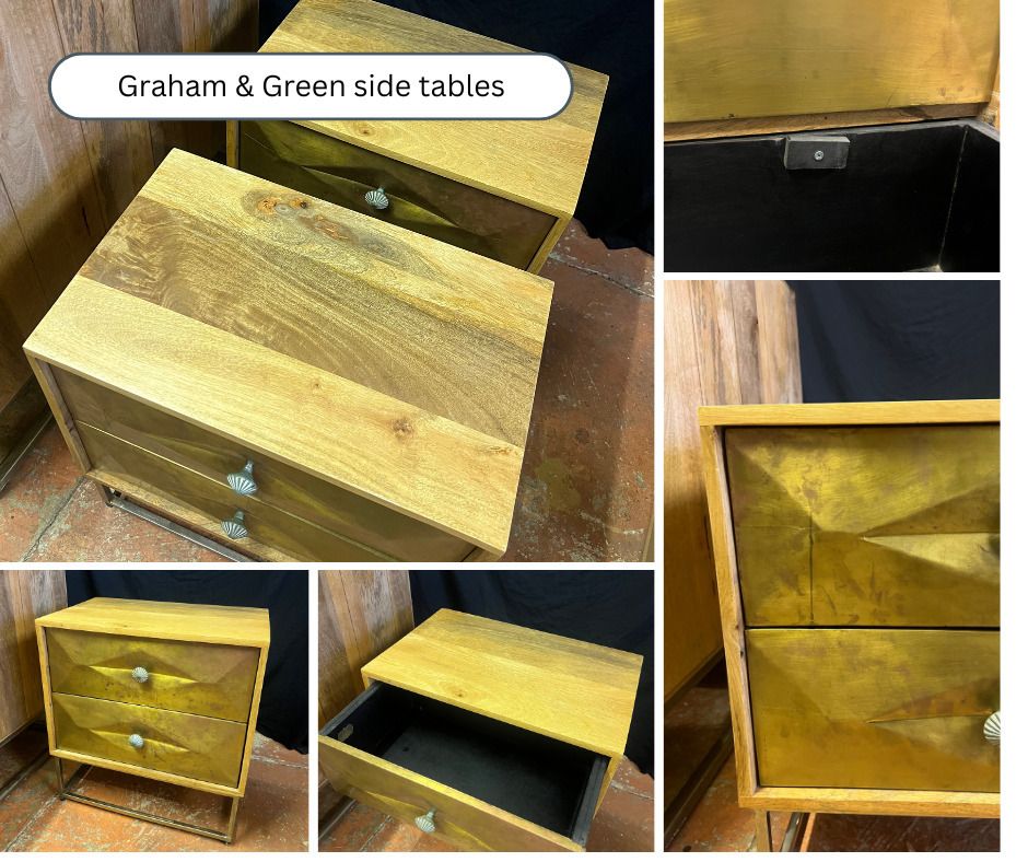 Pair Of Graham And Green Umberto Brass Bedside Tables photo furniture