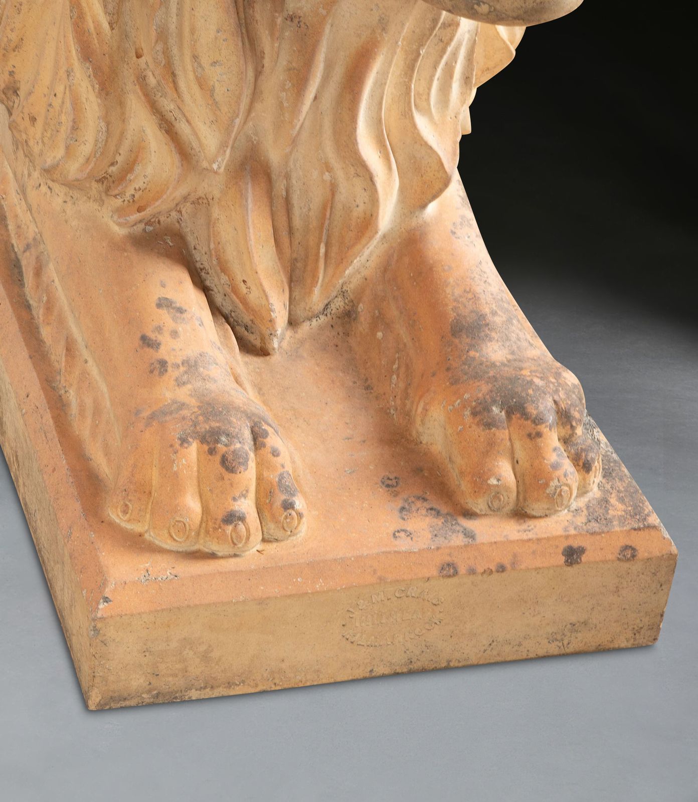 Large Pair Of 19th Century Terracotta Lions photo for sale