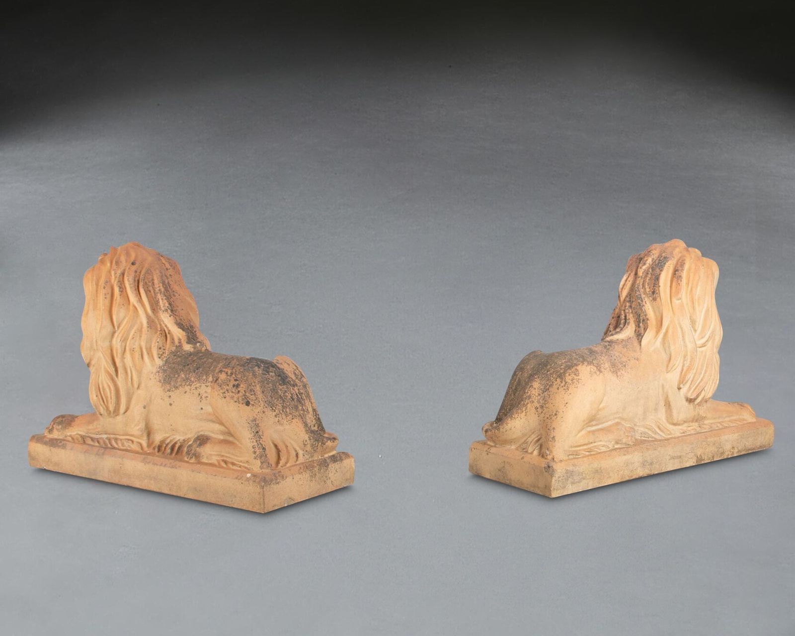 Large Pair Of 19th Century Terracotta Lions photo Art