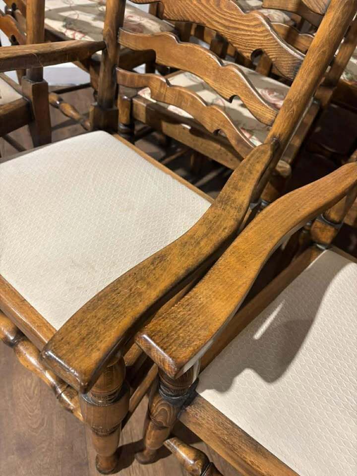 Set Of Twelve Oak Yorkshire Style Ladderback Dining Chairs photo furniture