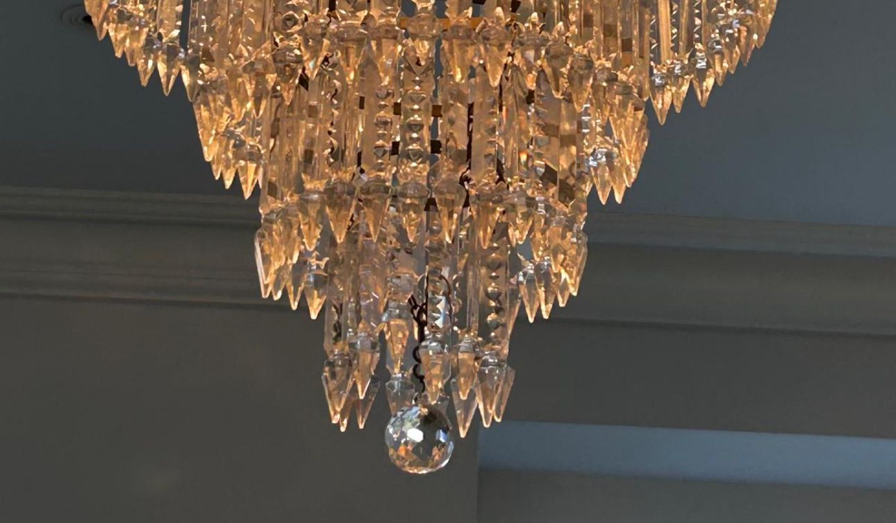 Magnificent Edwardian Crystal Tiered, Brass Cherubs Chandelier  74cm X 41cm photo Lighting