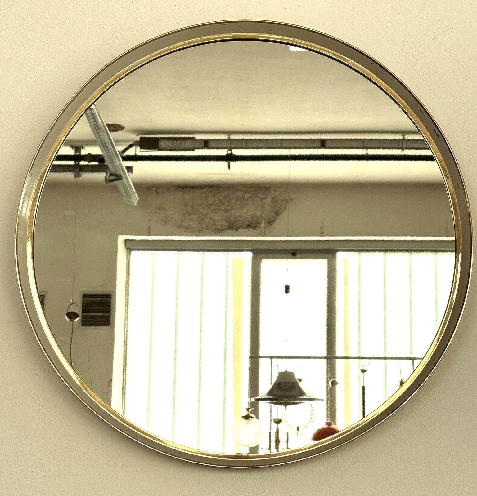 Midcentury Round Wall Mirror By Vereinigte Werkstätten München, 1970 photo furniture