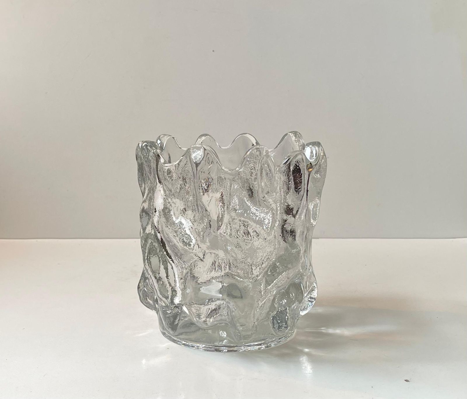 Swedish Freeform Ice Glass Vase By Göran Wärff For Kosta Boda, 1980s photo buy