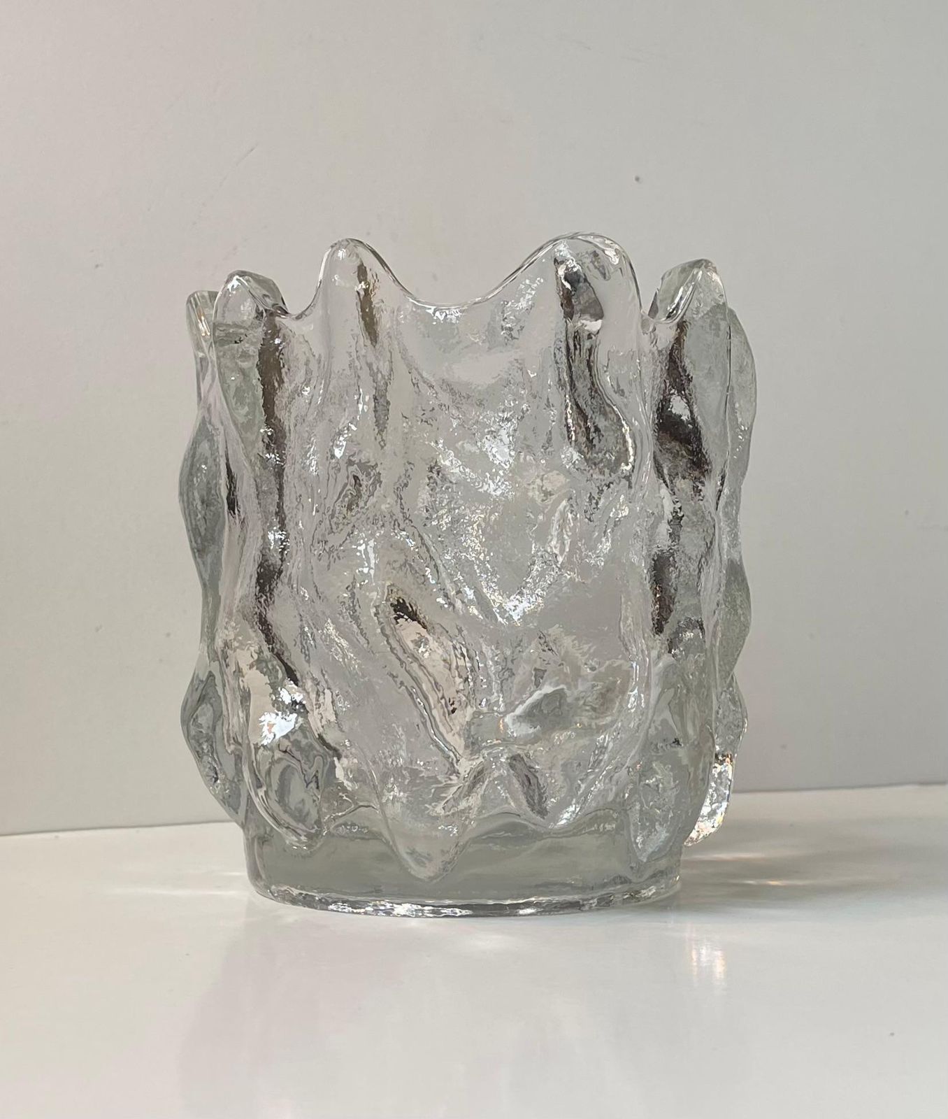 photo furniture Swedish Freeform Ice Glass Vase By Göran Wärff For Kosta Boda, 1980s