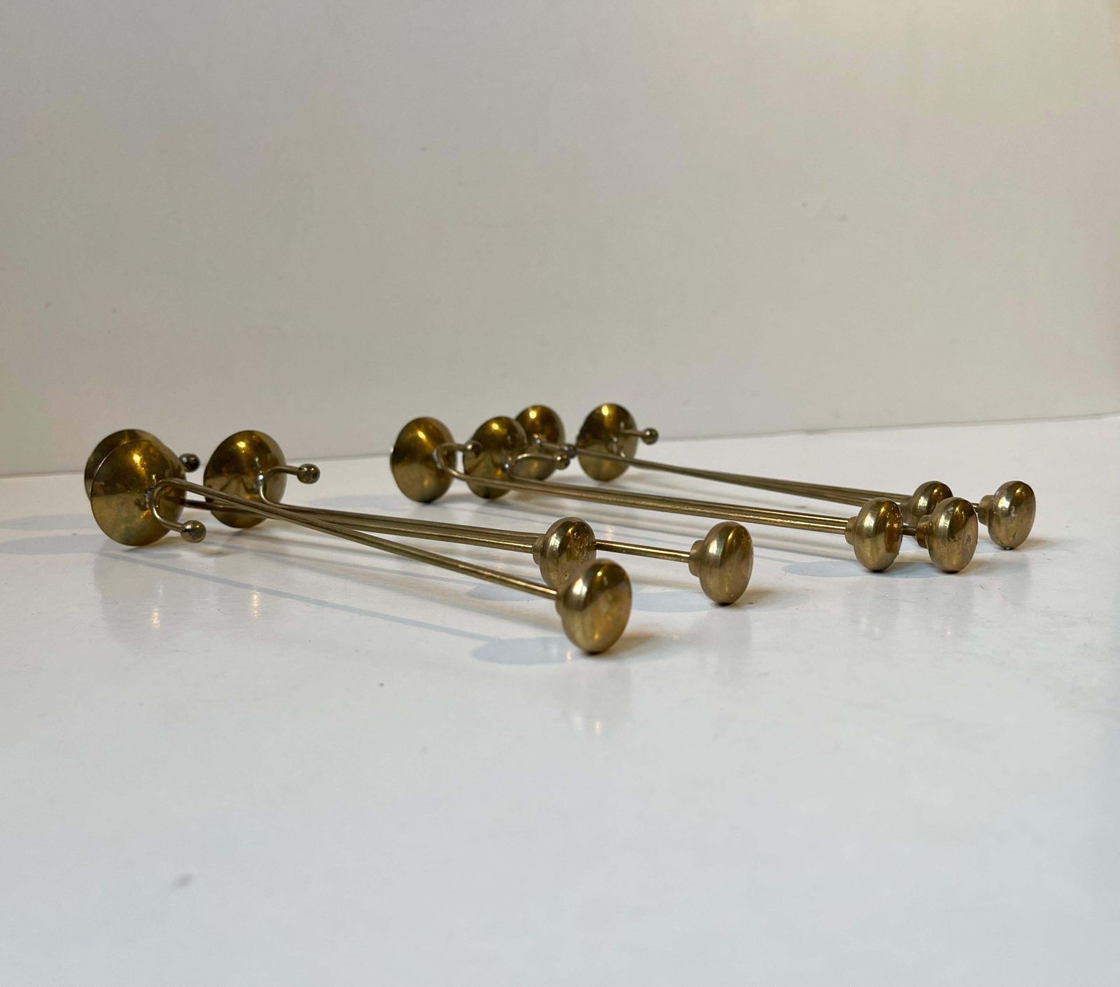 Scandinavian Mid Century Brass Christmas Tree Candleholders   Counterweight, 60s photo furniture