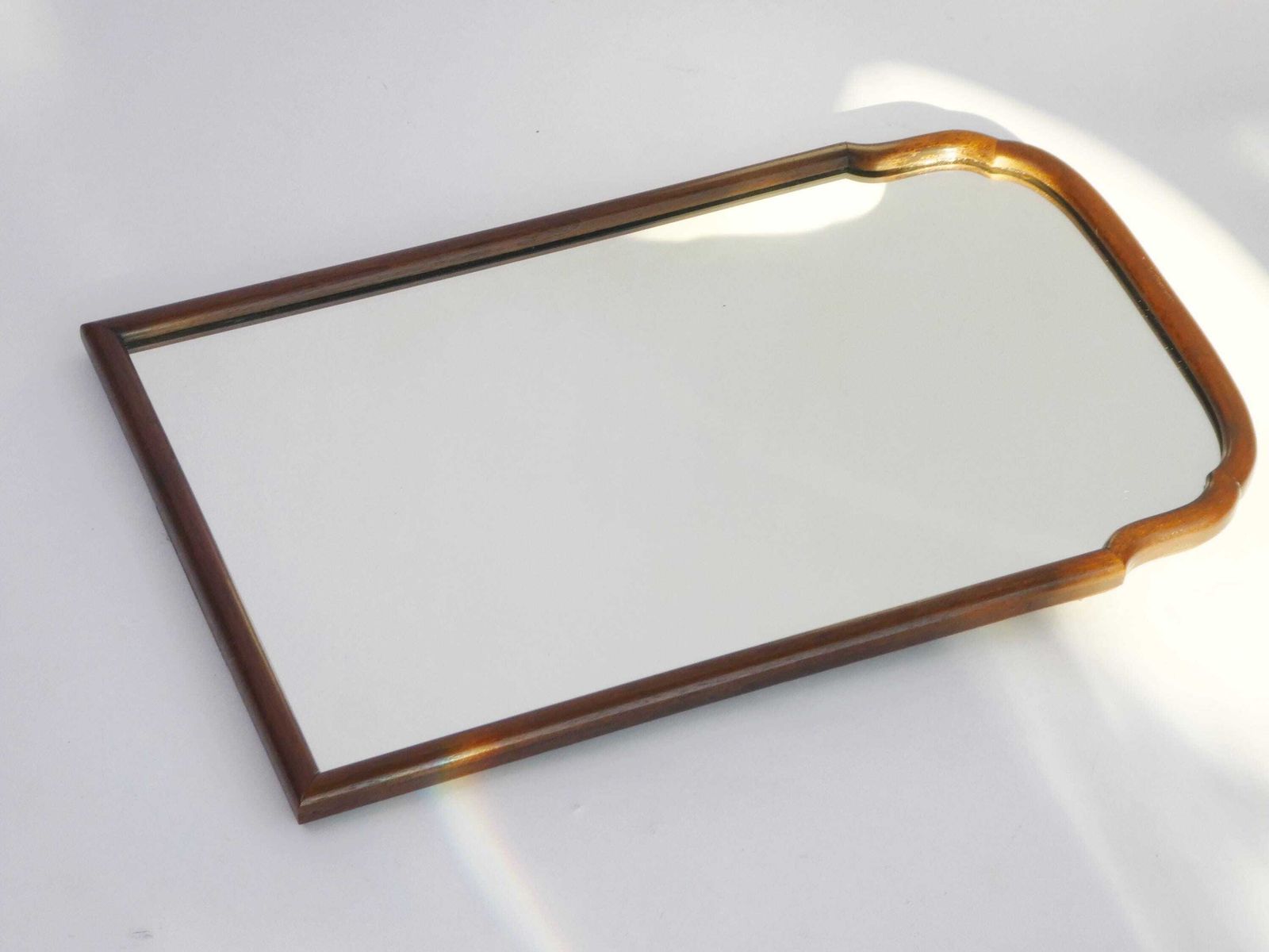 Wooden Antique Scalloped Wall Mirror, Dutch Arched Mantle Mirror, Farmhouse Decor photo vinterior