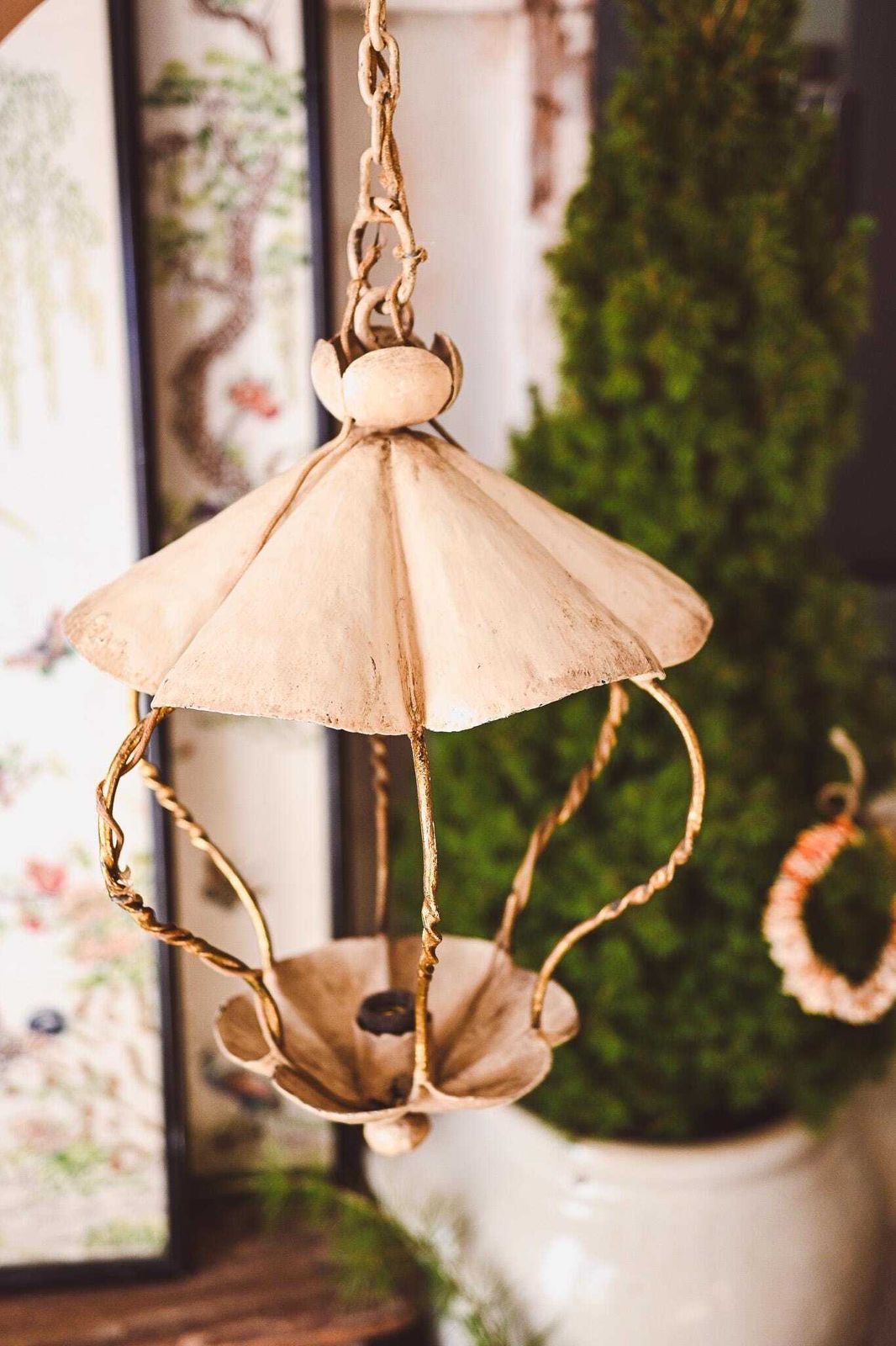 Antique Tuscan Iron Lantern Chandelier | Hand Forged Wrought Iron Hanging Light | Italian Farmhouse Pendant