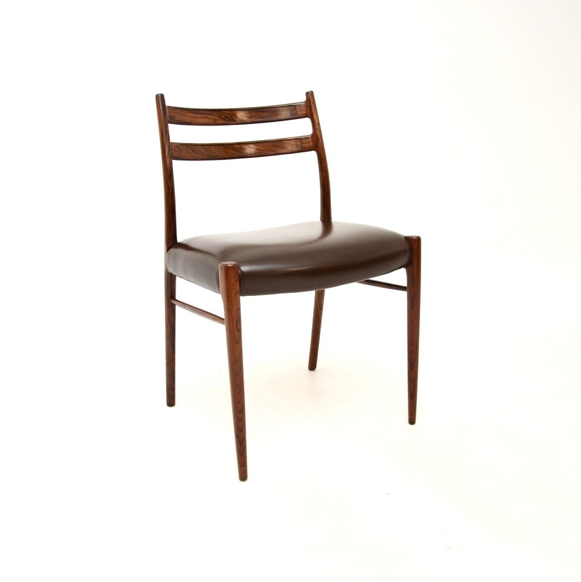 Set Of Four Danish Rosewood And Leather Dining Chairs By Arne Wahl Iversen photo for sale