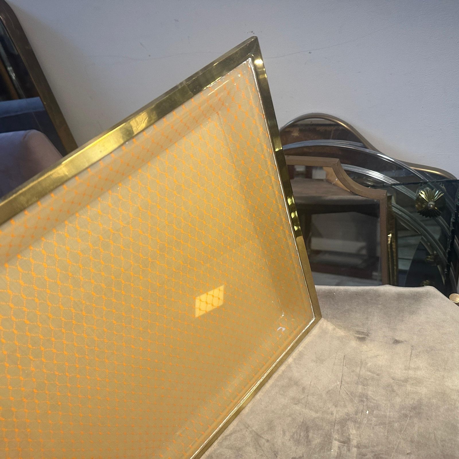1970s Mid Century Modern Brass And Plexiglass Tray By Liar Of A. Cavalli photo Home Decor