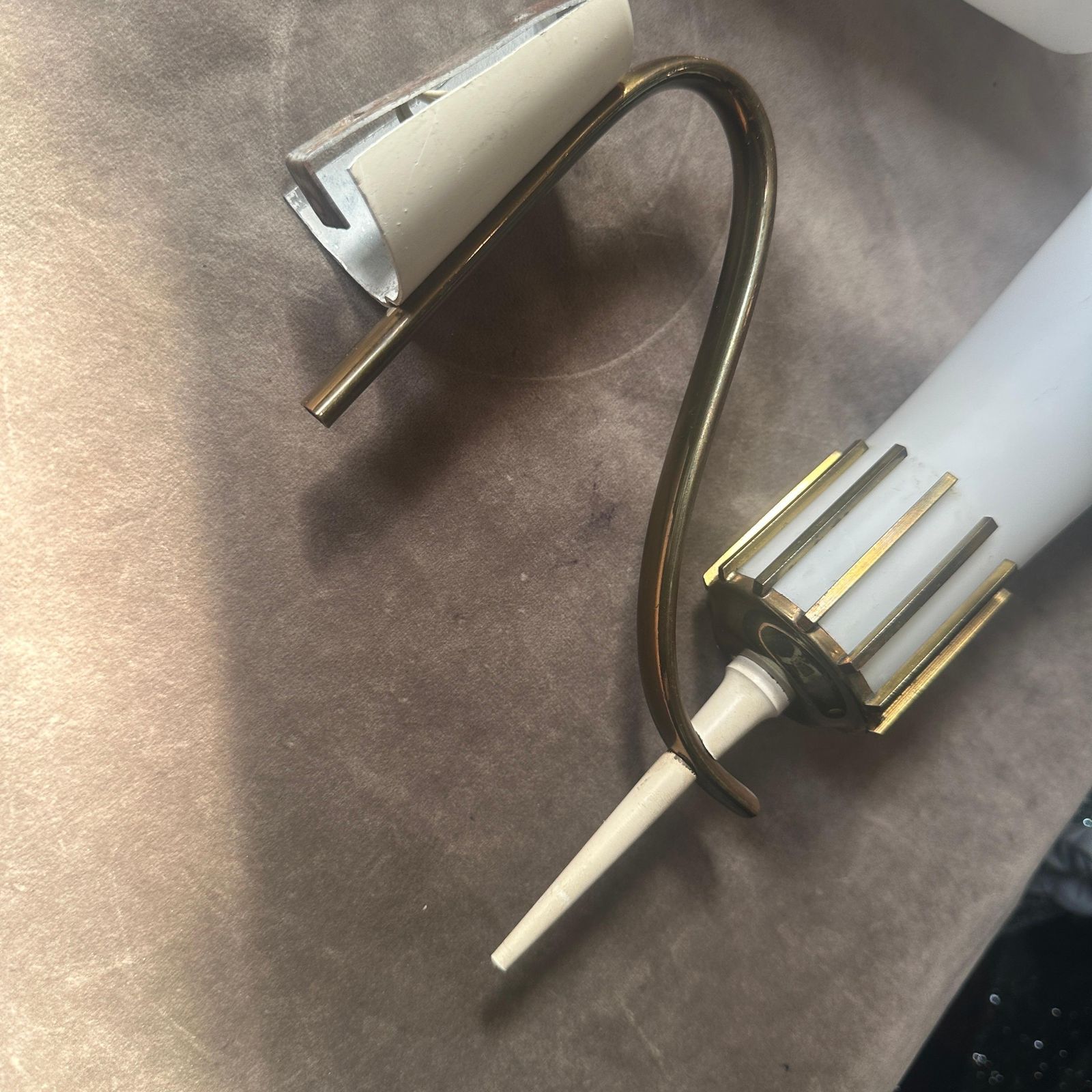 Two 1950s Stilnovo Style Mid Century Modern Brass And Glass Italian Wall Sconces photo 873.0